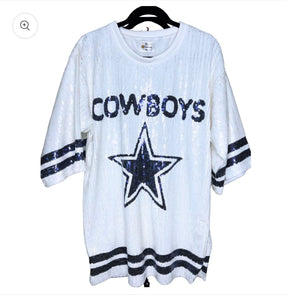 Dallas Cowboys White Sequin Jersey Mini Dress FLASH SALE!