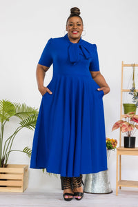 Solid Color A-Line Dress 1XL-3XL   FLASH SALE!