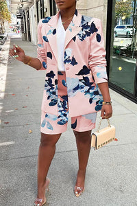 Pink Business Casual Floral Print Short Set FLASH SALE!