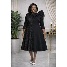 Plus Size Sequence Combo Bow Midi Dress 1X2X3X