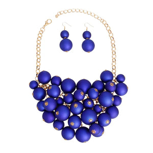 Blue Fashion Cluster Necklace