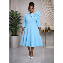 Plus Size Sequence Combo Bow Midi Dress 1X2X3X
