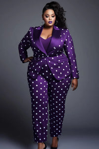 Plus Size Purple Polka Dot Pant Suit Sz L-5XL