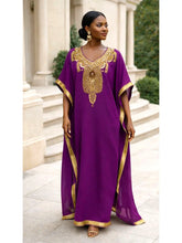 Beaded Kaftan Dress with Embellished Border S-4XL