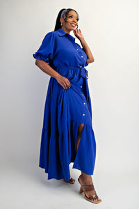 Plus size  button front Maxi Dress with 1X2X3X