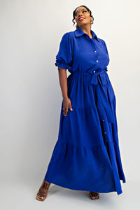 Plus size  button front Maxi Dress with 1X2X3X