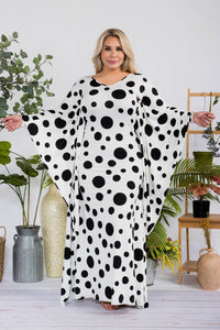 POLKA DOT BAT WING MAXI DRESS 1X-3X  FLASH SALE!