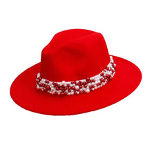 Sorority Red Fedora Pearl Band Hat FLASH SALE!