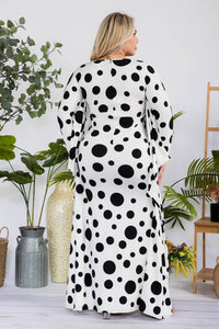 POLKA DOT BAT WING MAXI DRESS 1X-3X  FLASH SALE!