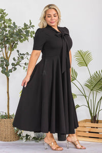 Solid Color A-Line Dress 1XL-3XL   FLASH SALE!