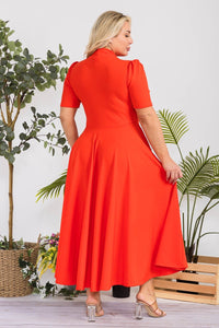 Solid Color A-Line Dress 1XL-3XL   FLASH SALE!