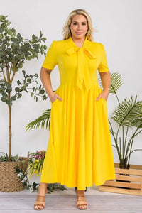 Solid Color A-Line Dress 1XL-3XL   FLASH SALE!