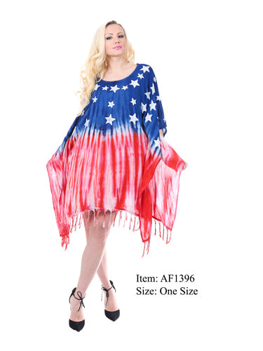 American Flag Short Kaftan Dress One Sz