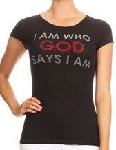 Women's I am who God says I am bling ss shirt - LSM Boutique's Fashion N Fragrances