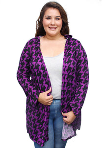 Women's Purple & Black Geometric Hooded Cardigan - LSM Boutique's Fashion N Fragrances