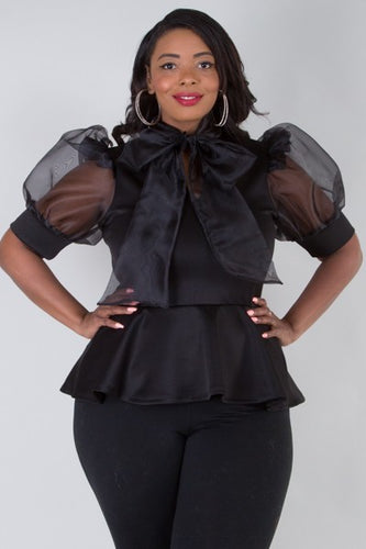 Plus Size Sheer Fashion Puff Sleeve Blouse - LSM Boutique's Fashion N Fragrances