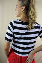 Women's Short Sleeve Stripe Peplum Top