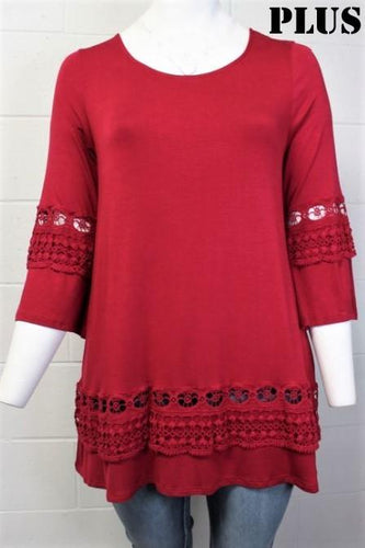 Top con detalle de mangas acampanadas de talla grande 3/4 1x2x3x