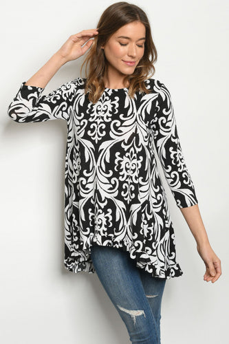 Women's Plus Size Black and White design Top 1XL-3XL - LSM Boutique's Fashion N Fragrances