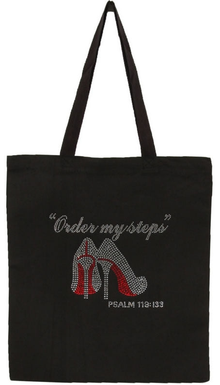 Women's Order My Steps Rhinestone Tote bag  Psalm 119:133 - LSM Boutique's Fashion N Fragrances