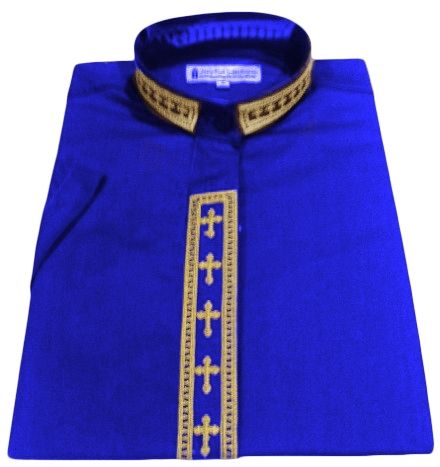 Women's Short-Sleeve Royal Clergy Shirt With Fine Embroidery SALE! - LSM Boutique's Fashion N Fragrances