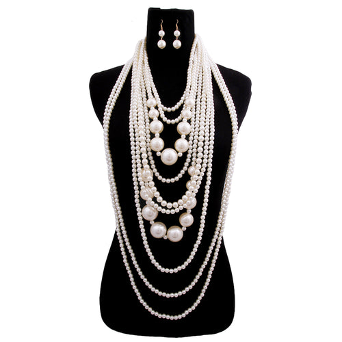 Conjunto de collar en capas de perlas de 20 pulgadas