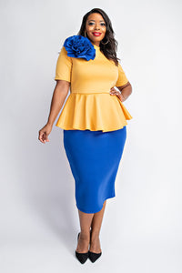Plus Size Peplum short sleeve dress XL-3X FLASH SALE!