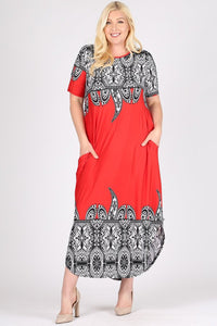 Plus Size Border Print Maxi Dress 1x2x3x - LSM Boutique's Fashion N Fragrances