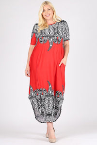 Plus Size Border Print Maxi Dress 1x2x3x - LSM Boutique's Fashion N Fragrances