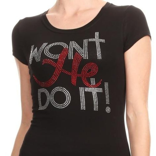 Plus Rhinestone fitted Won't He Do it Tee - LSM Boutique's Fashion N Fragrances