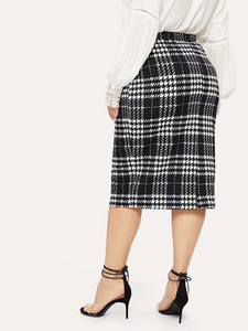 Women's Elegant Plaid Print Body-con Skirt - LSM Boutique's Fashion N Fragrances